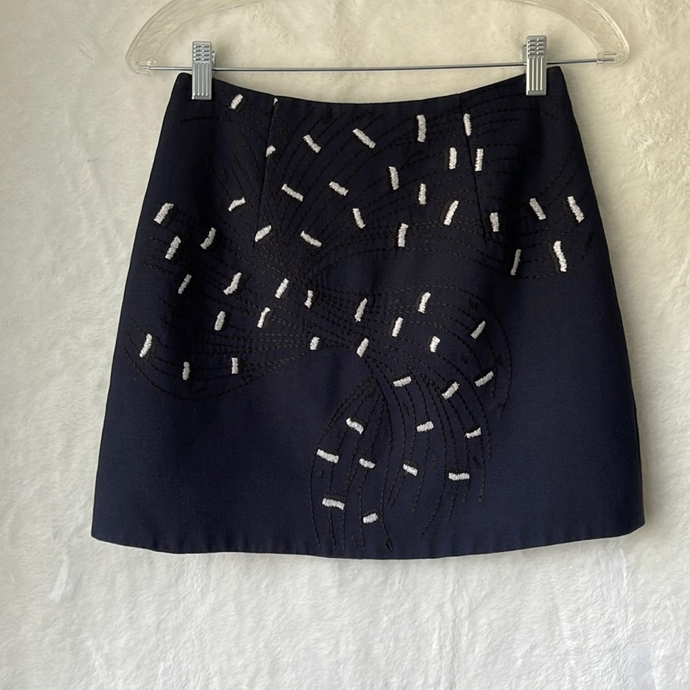 C/MEO Collective Navy Blue Embroidery Mini Skirt S